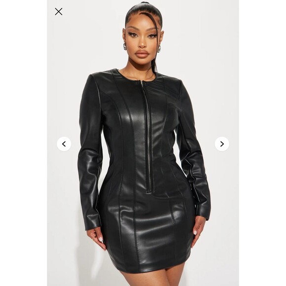 Fashion Nova Harley Faux Leather Mini Dress Size M NWT - Picture 2 of 10